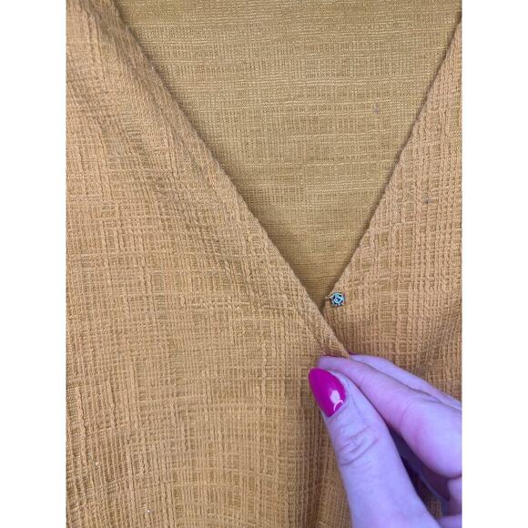 Madewell Texture & Thread Wrap Tie Waist Top V-Neck Size S Sleeveless Yellow - Picture 6 of 10